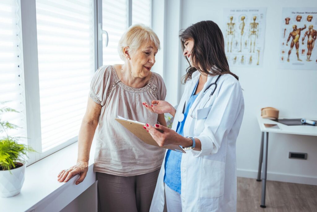 Doctor and patient are discussing.